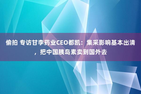 偷拍 专访甘李药业CEO都凯：集采影响基本出清，把中国胰岛素卖到国外去