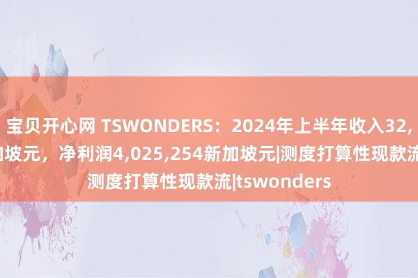 宝贝开心网 TSWONDERS：2024年上半年收入32，887，425新加坡元，净利润4，025，254新加坡元|测度打算性现款流|tswonders