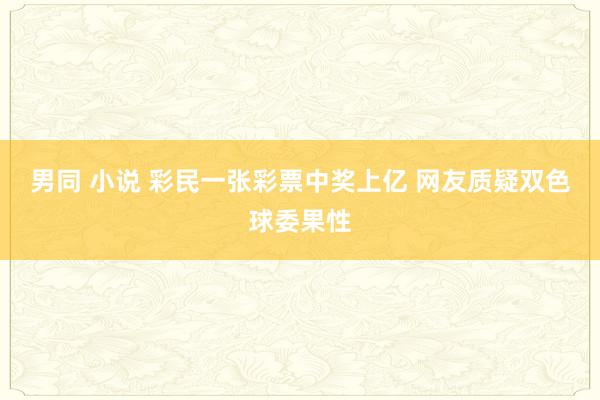 男同 小说 彩民一张彩票中奖上亿 网友质疑双色球委果性